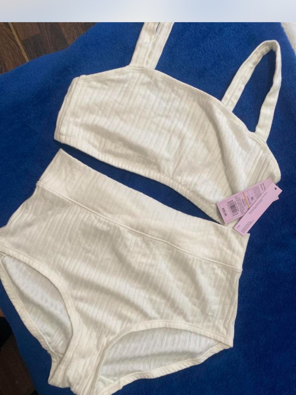 Target Cream Ribbed Bralette and High-Waist Briefs